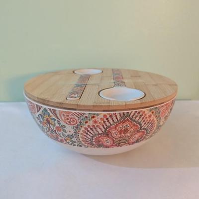 Melamine Serving Bowl With Bamboo Lid