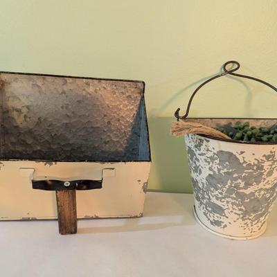 Hammered Metal Letter Box & Pail