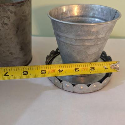 Galvanized Metal Double Pot Planter With Handle