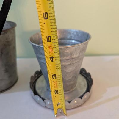 Galvanized Metal Double Pot Planter With Handle
