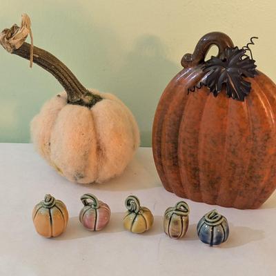 Ceramic Pumpkins & Fabric Pumpkin