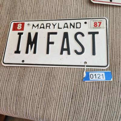 Vintage 1987 Maryland Vanity License IM FAST Man Garage Cave