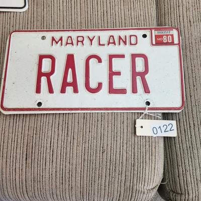 Vintage 1980 RED Maryland Vanity License RACER Man Garage Cave