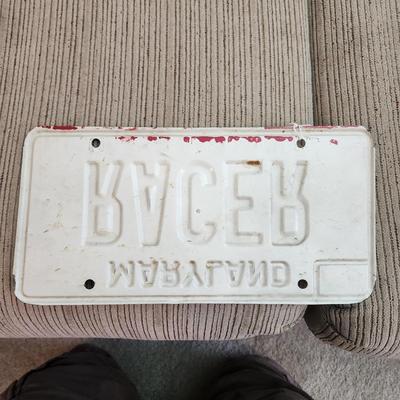 Vintage 1980 RED Maryland Vanity License RACER Man Garage Cave