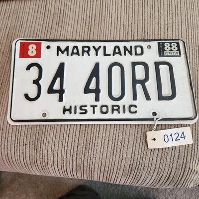 Vintage 1988 Maryland Historic Vanity License 34 40RD 34 FORD Man Garage Cave