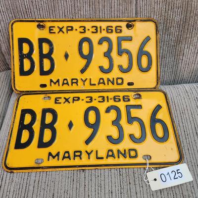 Vintage 1965-1966 Maryland License BB 9356 Man Cave Garage Cave