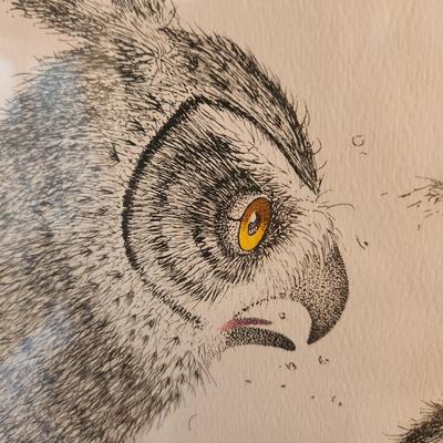 Framed Owls Print "Henpecked" Bruce Collins