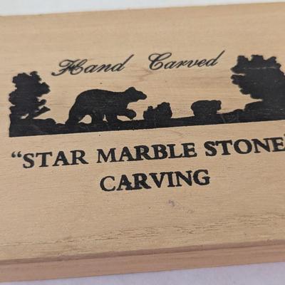 Hand Carved "Star Marble Stone" Bear Carving