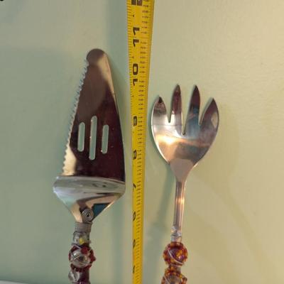 Red Burgundy Gold Wire 3 Piece Beaded Serving Set (LR)