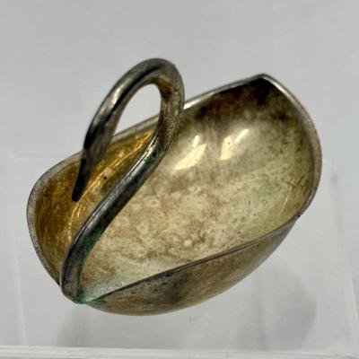 RARE Vintage ORLI Marked Silverplate Metal Swan Bowl