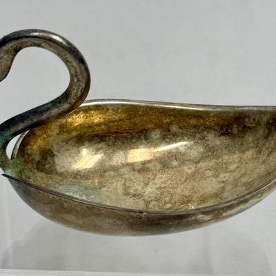 RARE Vintage ORLI Marked Silverplate Metal Swan Bowl