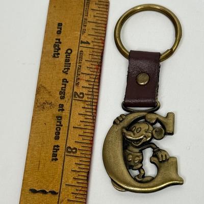 Mickey Mouse Vintage Keychain Brass Letter G