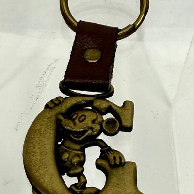 Mickey Mouse Vintage Keychain Brass Letter G