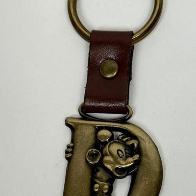 Mickey Mouse Vintage Keychain Brass Letter D