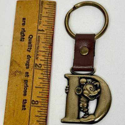Mickey Mouse Vintage Keychain Brass Letter D