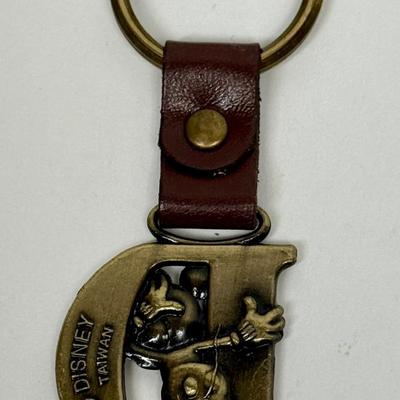 Mickey Mouse Vintage Keychain Brass Letter D