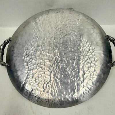 14” Vintage Aluminum Tray (16” With Handles) With Bamboo Motif By Everlast
