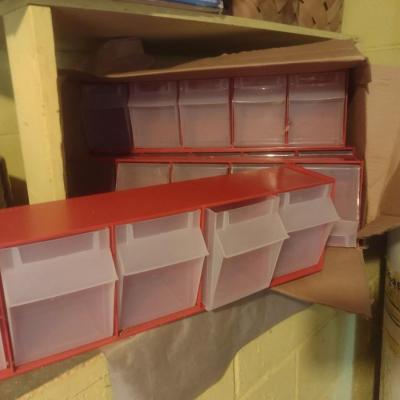 Set of Six Plastic Bins with Four Compartment Storage New in Box