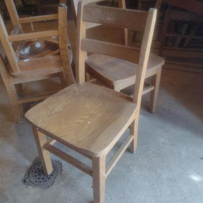 Set of Four Vintage Oak Children's Library Sitting Chairs