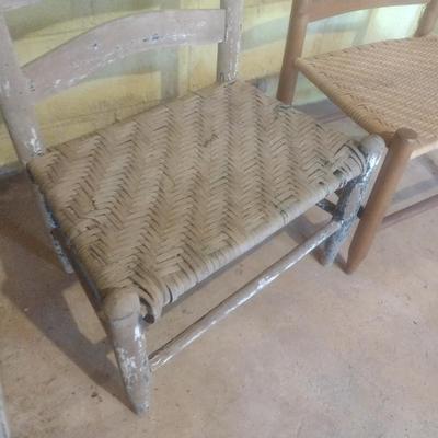 Pair of Wide Seat Shaker Style Rush Seat Chairs