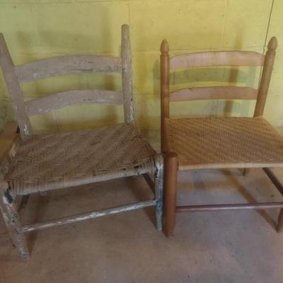 Pair of Wide Seat Shaker Style Rush Seat Chairs