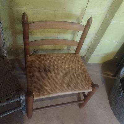 Pair of Wide Seat Shaker Style Rush Seat Chairs
