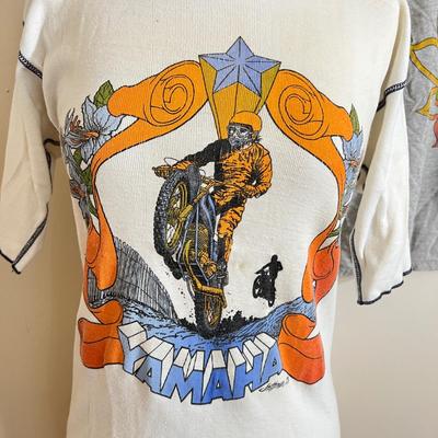 2 Vintage 1970’s Motorcycle T-Shirts, Tshirts - Honda, Yamaha