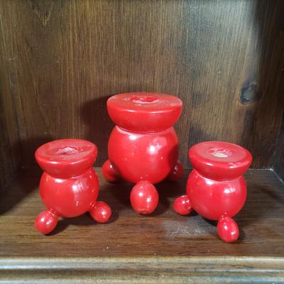 LOT 70D: Wooden Trinket Shelf with Dept 56 Nativity, Swedish Candle Holders, Angels & More