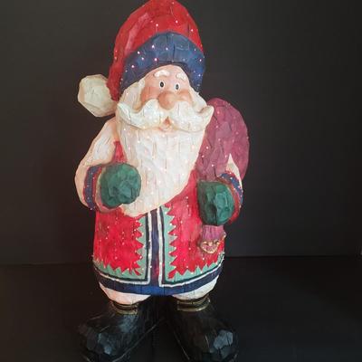 LOT 72L: Fiber Optic Standing Santa & 2 Old World Christmas Santa Tabletop Lights