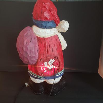 LOT 72L: Fiber Optic Standing Santa & 2 Old World Christmas Santa Tabletop Lights