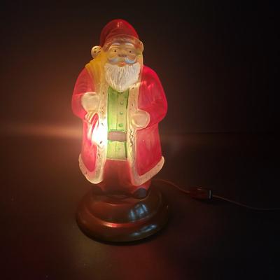 LOT 72L: Fiber Optic Standing Santa & 2 Old World Christmas Santa Tabletop Lights