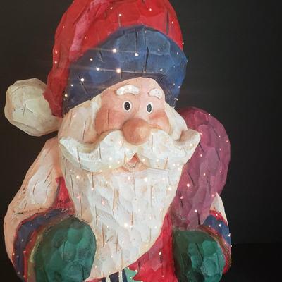 LOT 72L: Fiber Optic Standing Santa & 2 Old World Christmas Santa Tabletop Lights