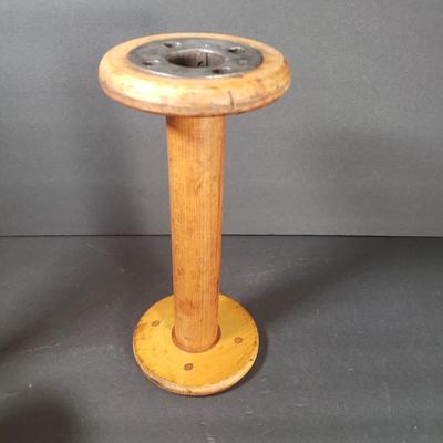 LOT 73D: Antique Wooden Spools & Bobbins; One Decorated for Christmas