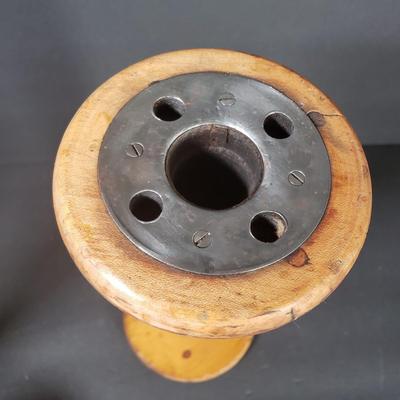 LOT 73D: Antique Wooden Spools & Bobbins; One Decorated for Christmas