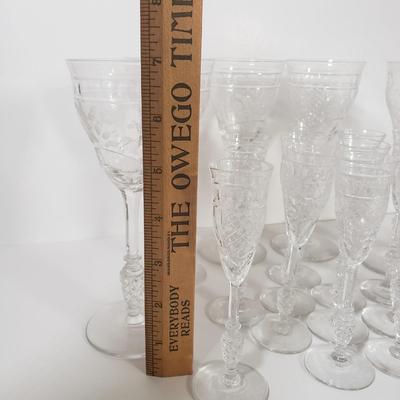 LOT 77D: Interlaken by Rock Sharpe Set of Wine Glasses (6) & Cordial Glasses (12)
