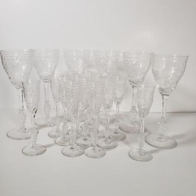 LOT 77D: Interlaken by Rock Sharpe Set of Wine Glasses (6) & Cordial Glasses (12)