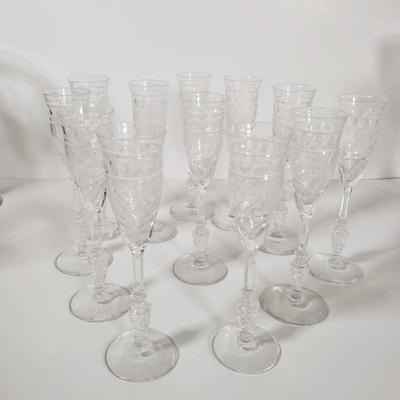 LOT 77D: Interlaken by Rock Sharpe Set of Wine Glasses (6) & Cordial Glasses (12)