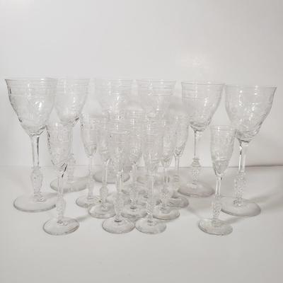LOT 77D: Interlaken by Rock Sharpe Set of Wine Glasses (6) & Cordial Glasses (12)