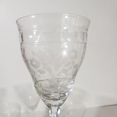 LOT 77D: Interlaken by Rock Sharpe Set of Wine Glasses (6) & Cordial Glasses (12)