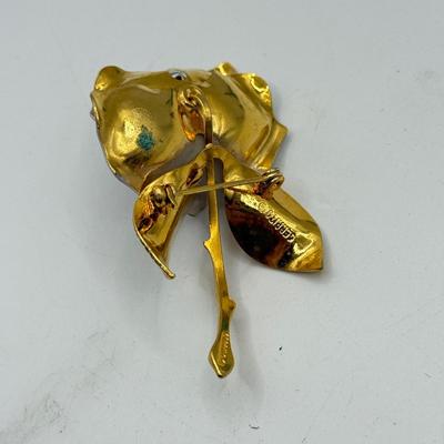 LOT 83J: Austrian Vienna Wood Leaves 24kt Gold Plated Pin & More