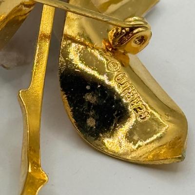 LOT 83J: Austrian Vienna Wood Leaves 24kt Gold Plated Pin & More