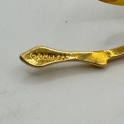 LOT 83J: Austrian Vienna Wood Leaves 24kt Gold Plated Pin & More