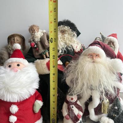 LOT 90G: Wooden Santa Sign w/ Collection of Santa’s - Vintage & Modern