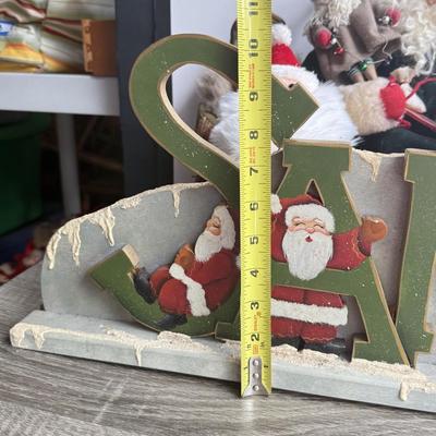 LOT 90G: Wooden Santa Sign w/ Collection of Santa’s - Vintage & Modern
