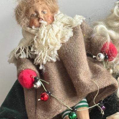 LOT 90G: Wooden Santa Sign w/ Collection of Santa’s - Vintage & Modern