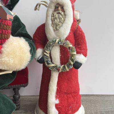 LOT 90G: Wooden Santa Sign w/ Collection of Santa’s - Vintage & Modern