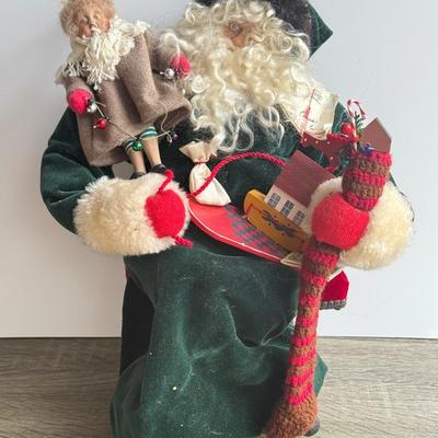 LOT 90G: Wooden Santa Sign w/ Collection of Santa’s - Vintage & Modern