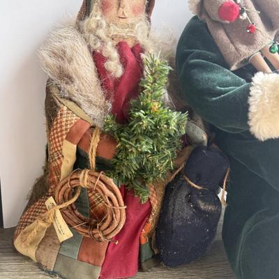 LOT 90G: Wooden Santa Sign w/ Collection of Santa’s - Vintage & Modern