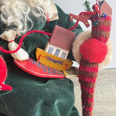 LOT 90G: Wooden Santa Sign w/ Collection of Santa’s - Vintage & Modern