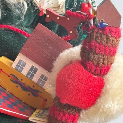 LOT 90G: Wooden Santa Sign w/ Collection of Santa’s - Vintage & Modern